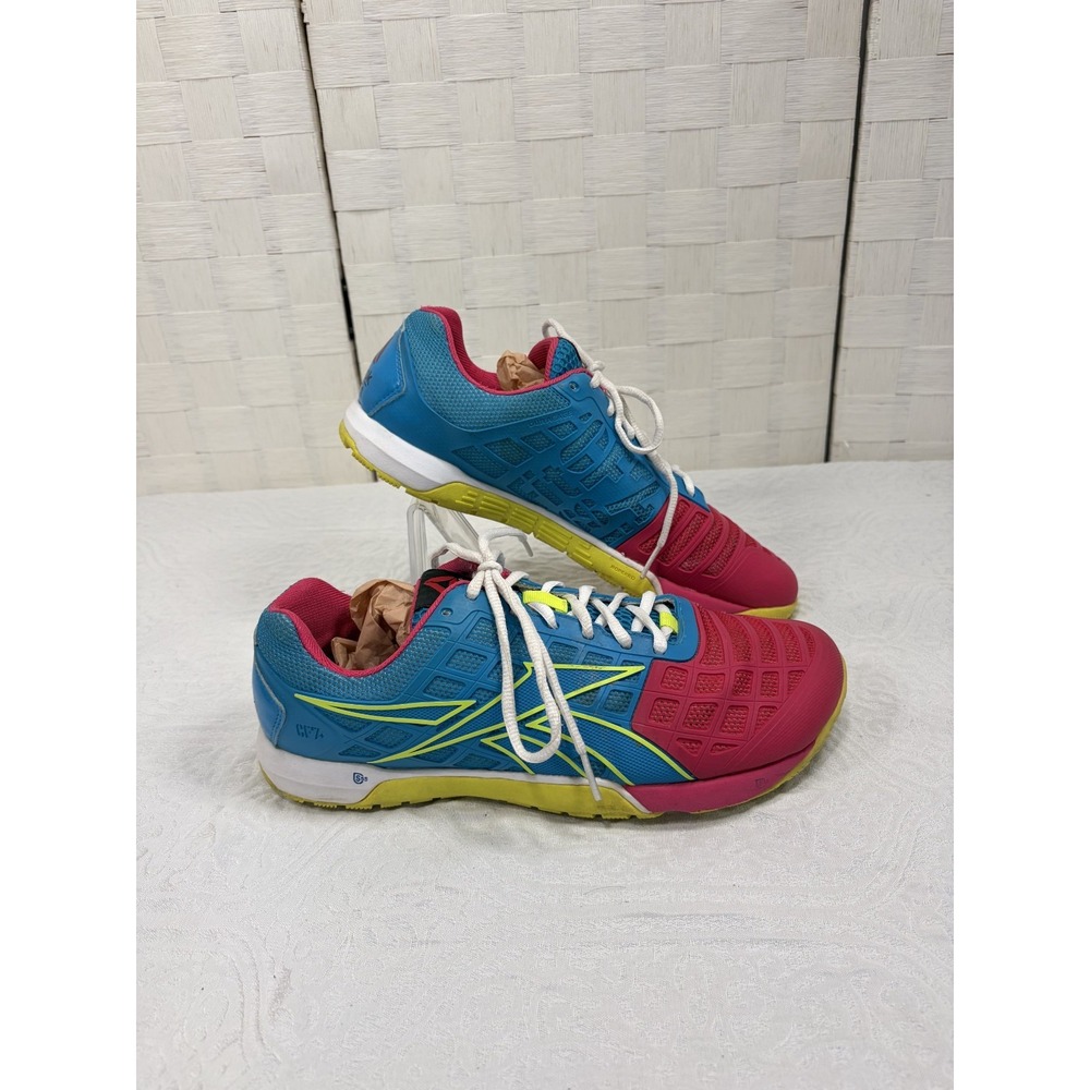 Reebok Crossfit Nano 3.0 athletic training shoes blue/pink/yellow womens 10